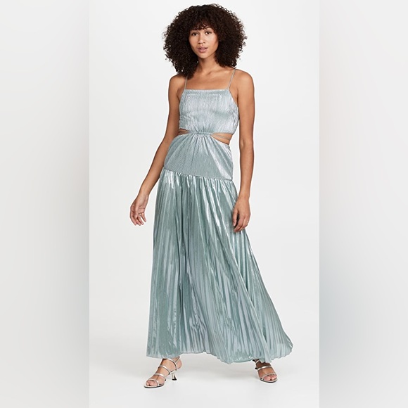 Jonathan Simkhai Daisy Plisse Maxi Dress Willow - Picture 6 of 12